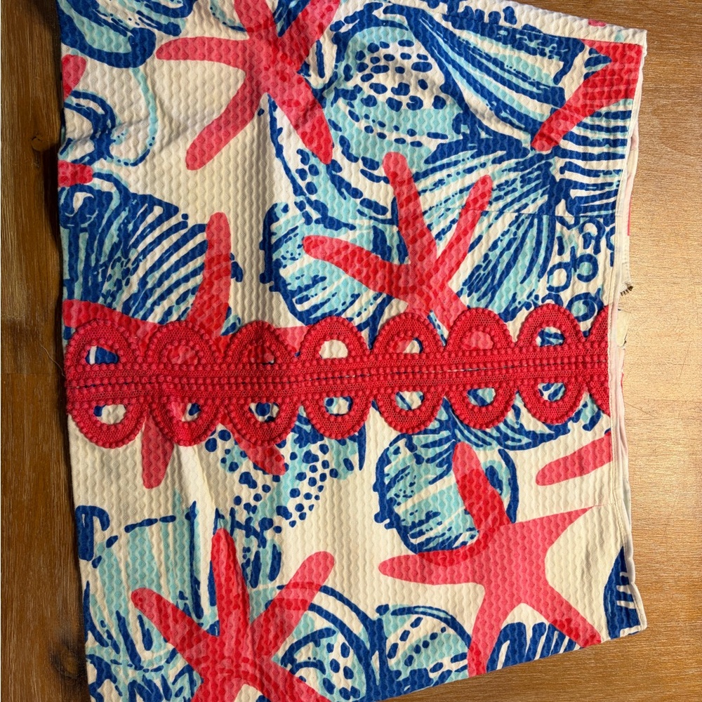 Lilly Pulitzer Coral Pink and Blue Starfish Print Skirt